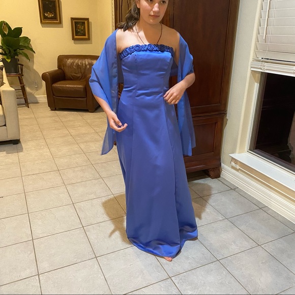 Jump Strapless Maxi Formal dress Sz 3/4 Matching Wrap Mother of the Bride Dress